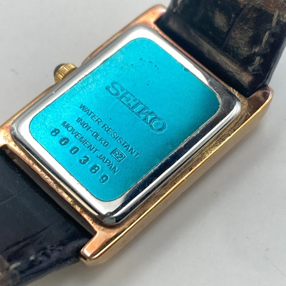 Vintage Seiko Women's Tank Watch 18mm Gold Tone 1N01-0LK0 WR New Battery 7.5" - Picture 13 of 16